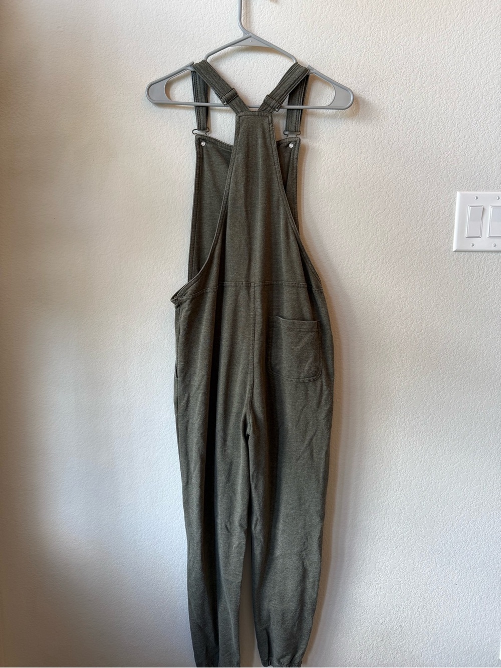 Olive Green Overalls Sweat Jumpsuit - Picture 2 of 4